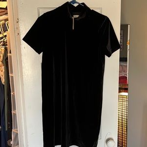 Madewell Black Velvet mini dress with mock neck